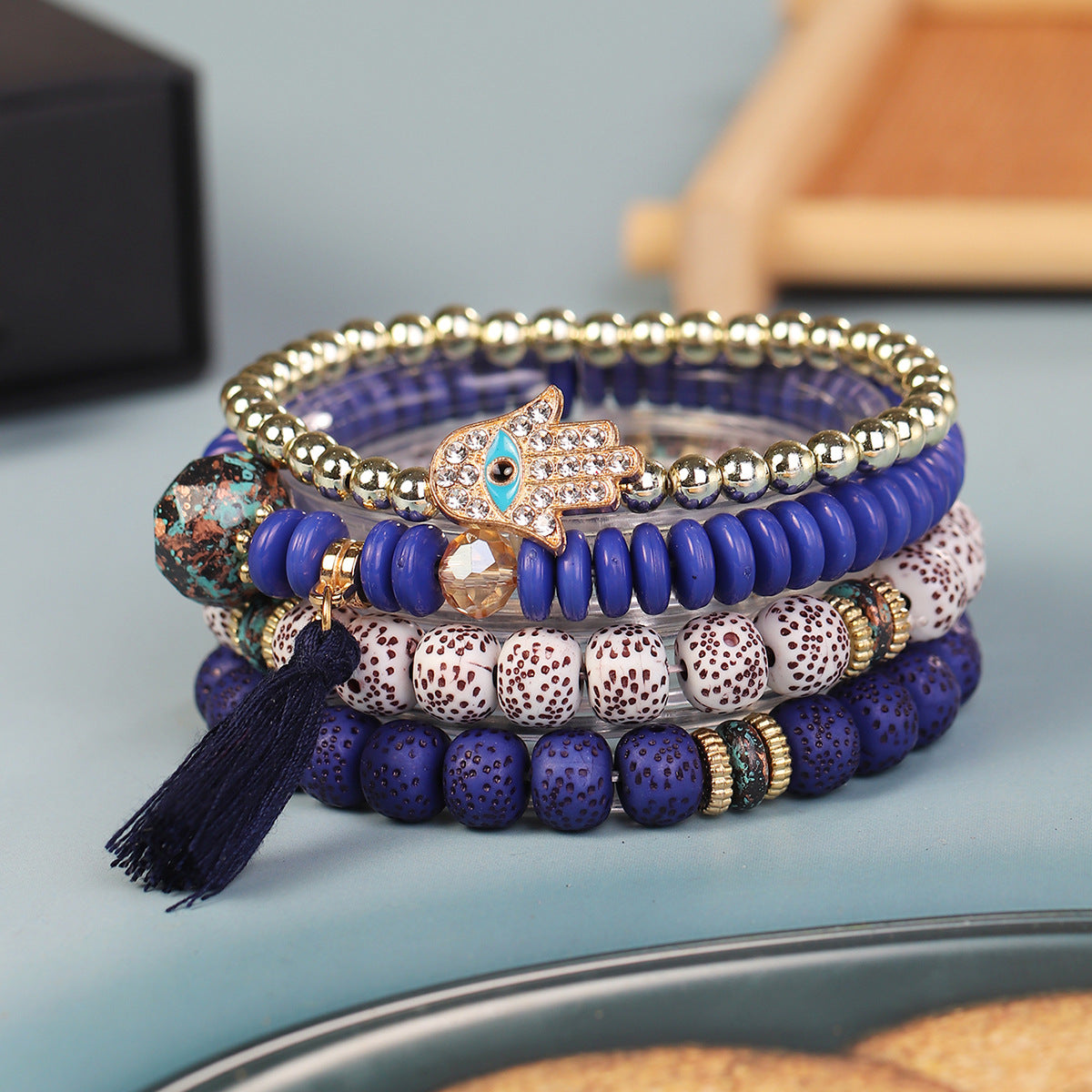 Pulsera con borlas de cuentas de estilo étnico vintage bohemio