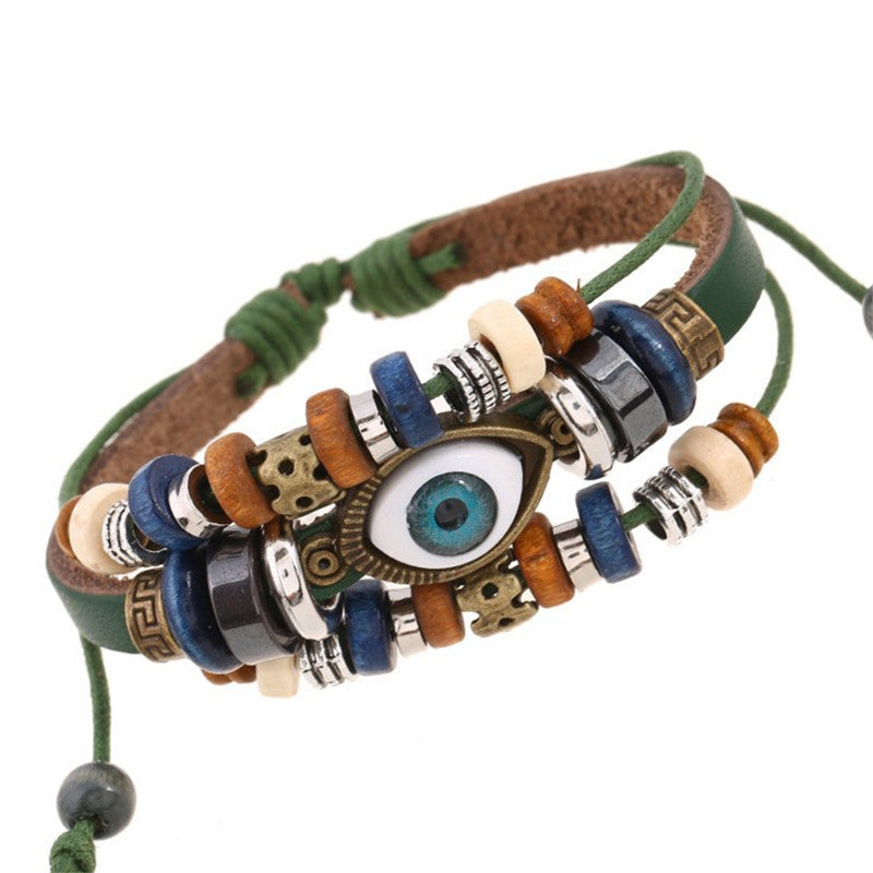 Pulsera de cuentas de ojo malvado estilo bohemio vintage