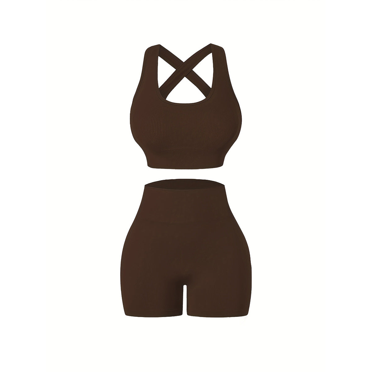 Women Yoga Solid Vest And Shorts Two-Piece Set