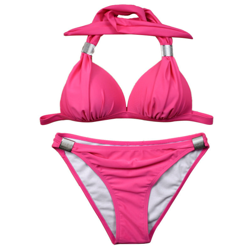 Sexy Solid Color Push Bikini Swimsuit for Women