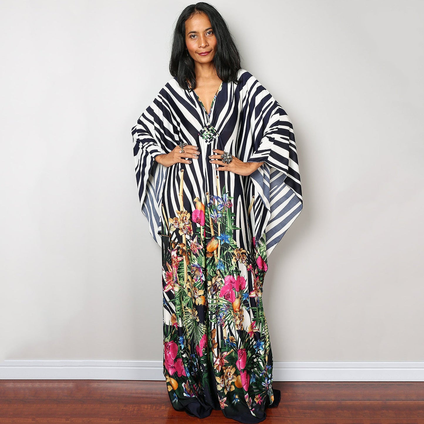 Robe de plage ample en polyester imprimé