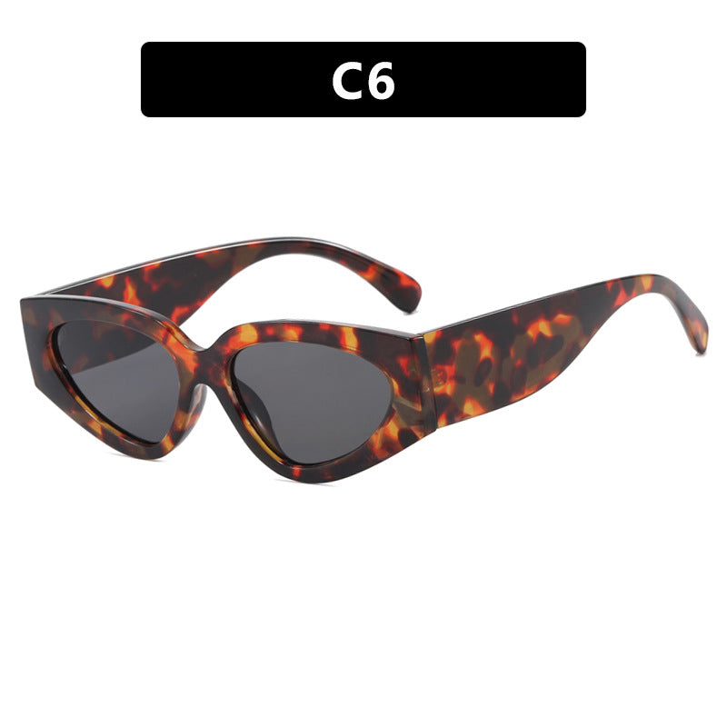 Lunettes de soleil tendance pour femmes, style chat, colorblock, avec monture en polycarbonate