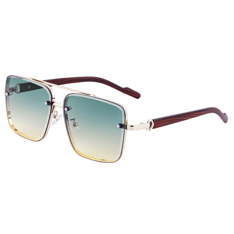 Gafas de sol informales de imitación de madera con borde cuadrado y diseño a la moda para hombre