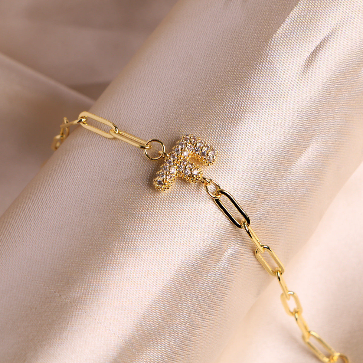 Fashion 26 Zircon Alphabet Clip Chain Bracelet