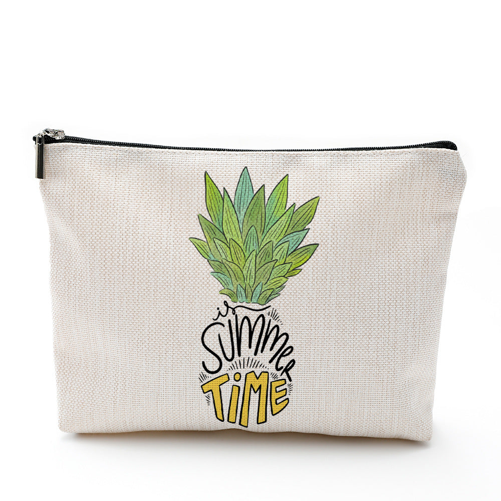 Trousse de maquillage imperméable en coton et lin pour voyage