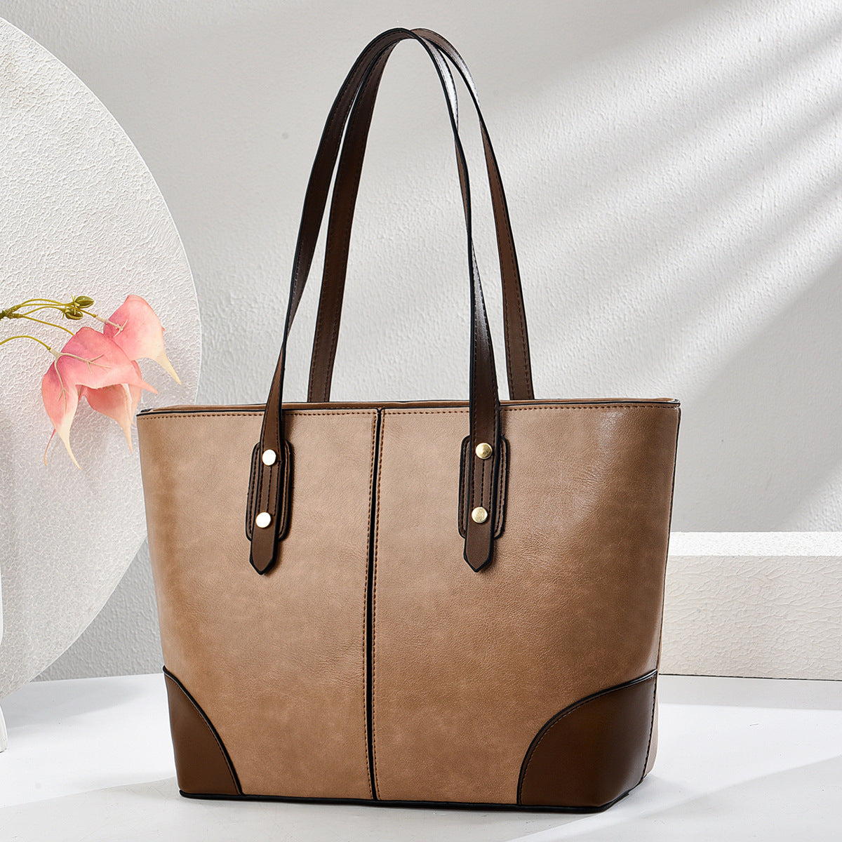 Women Casual Large Capacity PU Shoulder Tote Bag