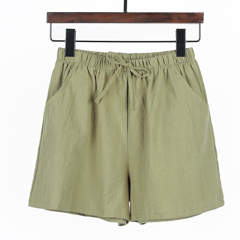 Women Linen Cotton Sports Casual Wide Leg Shorts