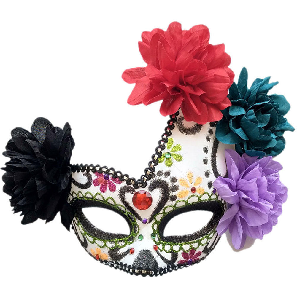Máscara de media cara con flor para disfraz de Halloween