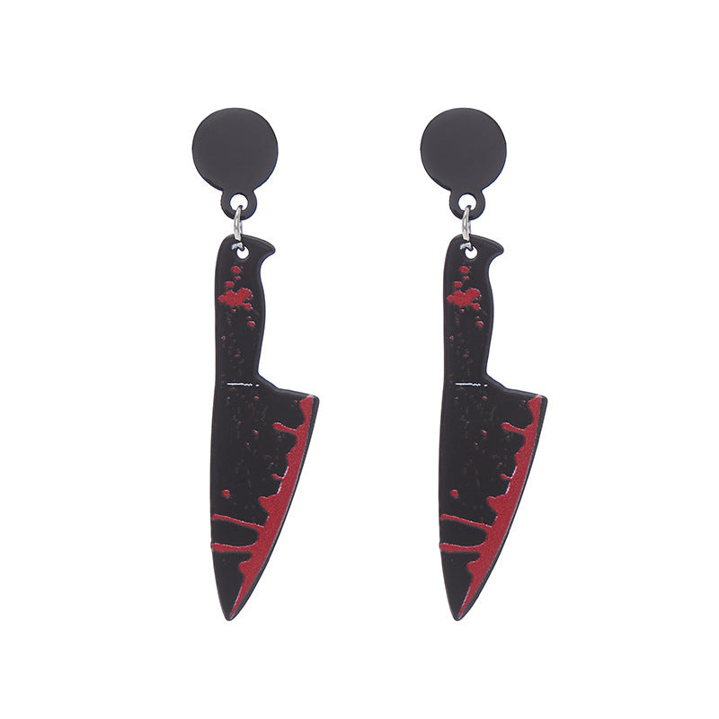 Halloween Women Horror Funny Acrylic Knife Earrings