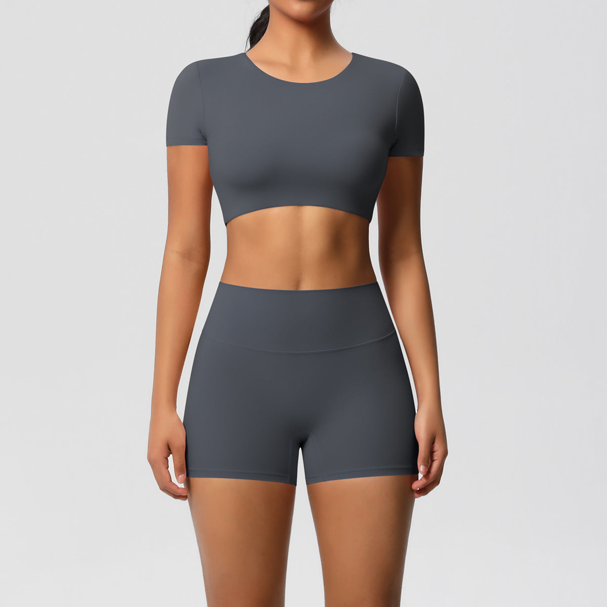Ensemble de sport deux pièces de yoga pour femmes, couleur unie