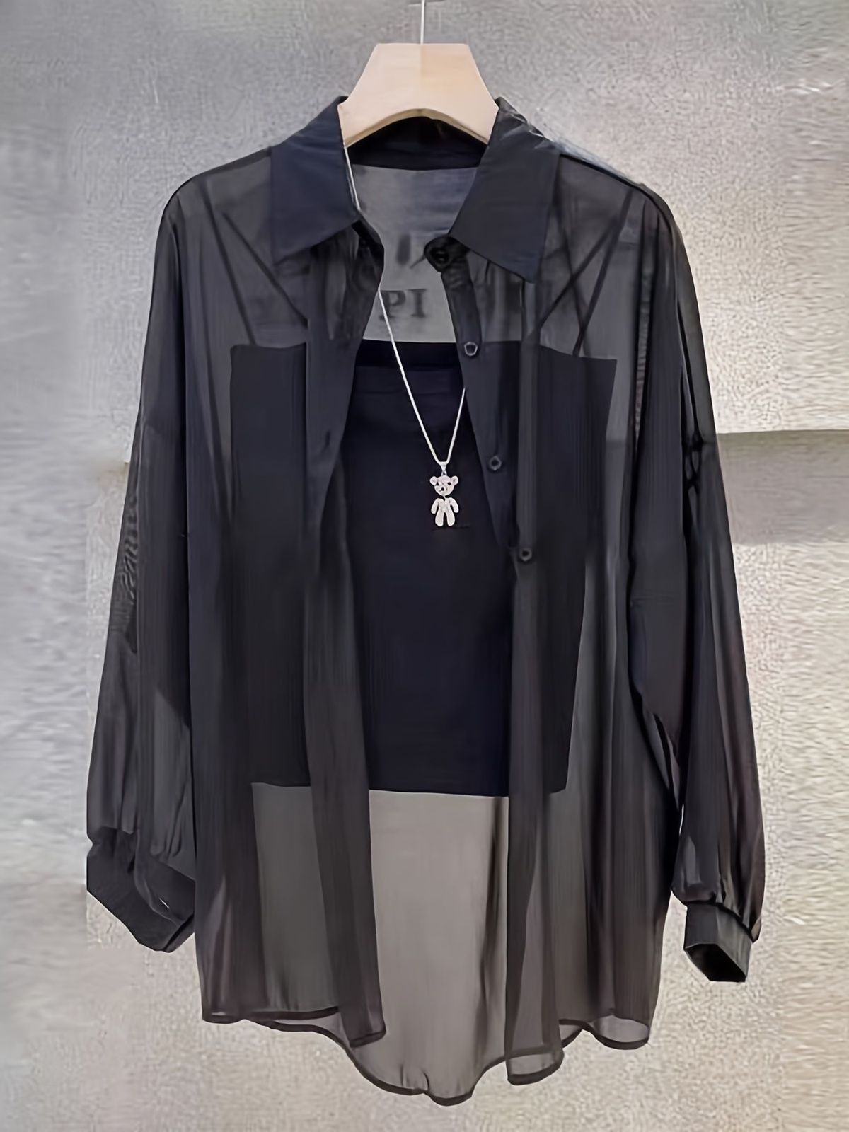 Blusa informal de manga larga transpirable de color liso para mujer