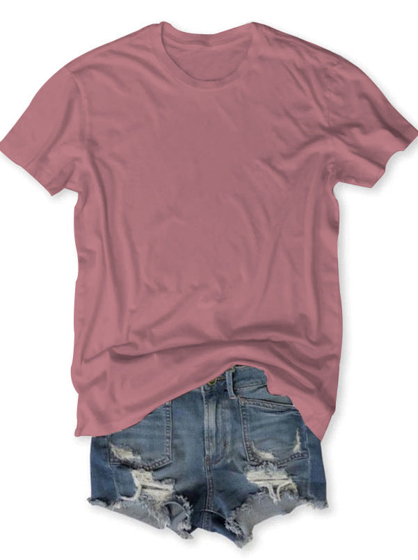 T-shirt d'été simple et basique pour femme, couleur unie, vierge