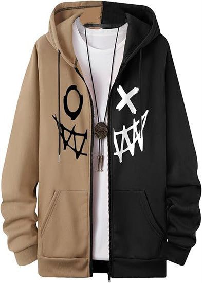 Men Fashion Casual Demon 3D Printed Long-Sleeve Zipper Hoodies