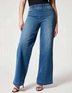 Women Fashion Casual Solid Color Loose Wide Leg Jeans