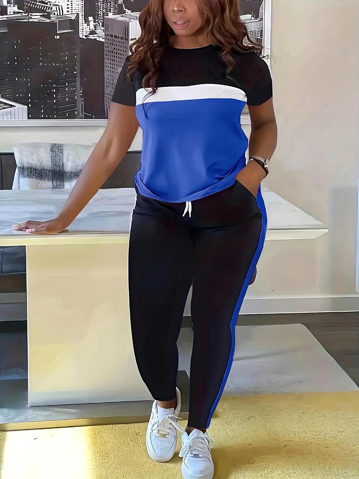 Ensemble décontracté à coutures contrastées pour femmes