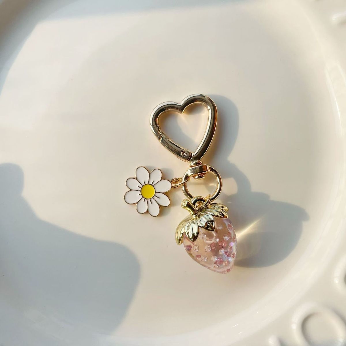 Cute Strawberry Heart-Shaped Key Chain Pendant