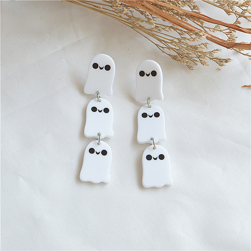 Pendientes colgantes de acrílico con diseño de esqueleto de Halloween para mujer