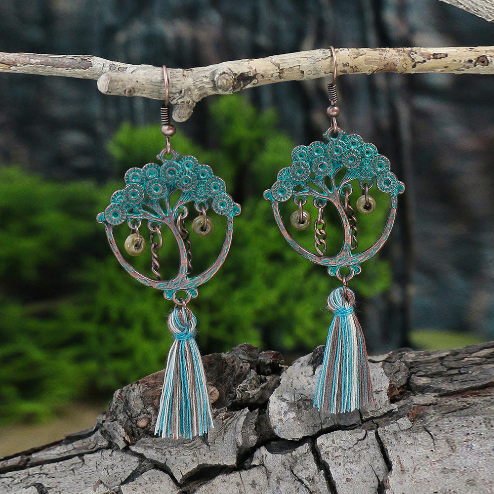 Boucles d'oreilles rétro turquoise de style ethnique bohème