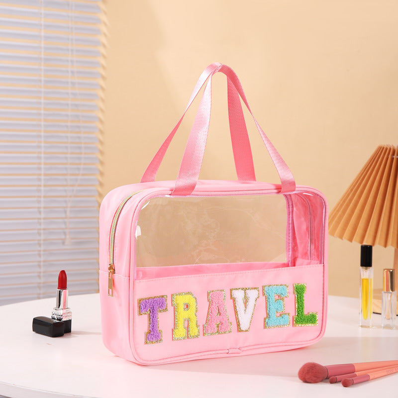 Fashion Transparent PVC Letters Portable Cosmetic Bag