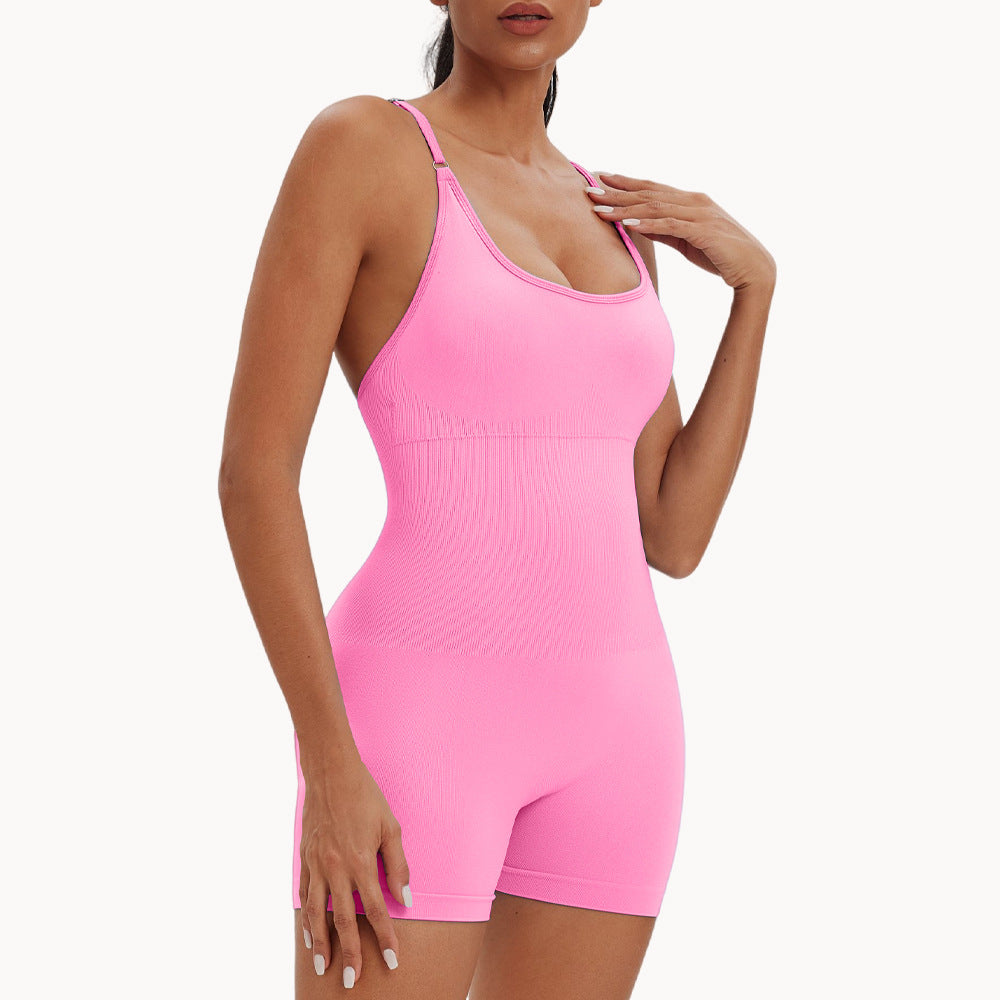 Women Sexy Solid Color Seamless Yoga Rompers