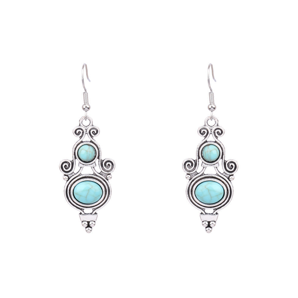 Conjunto de pendientes turquesa retro de estilo étnico bohemio