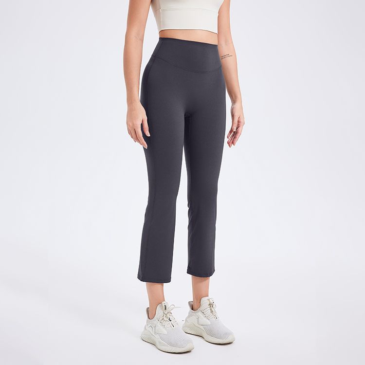 Pantalon de yoga taille haute décontracté pour femme, couleur unie