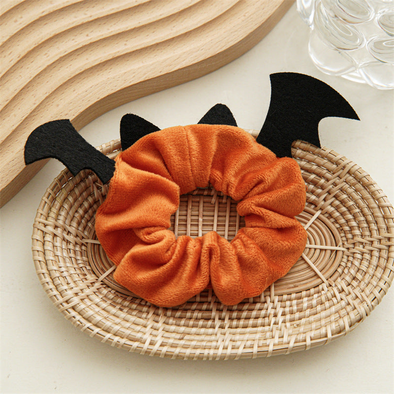 Cravate à cheveux en flanelle pour femme, motif chauve-souris, élan, araignée, mode Halloween