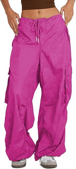 Pantalones casuales de color sólido con bolsillos y cordón para mujer