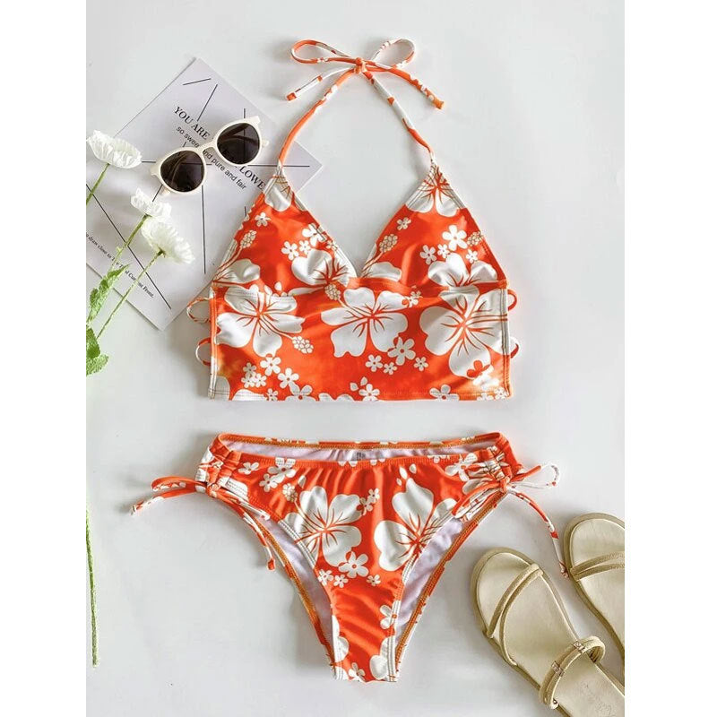 Bikini sexy con estampado floral para mujer para vacaciones de verano