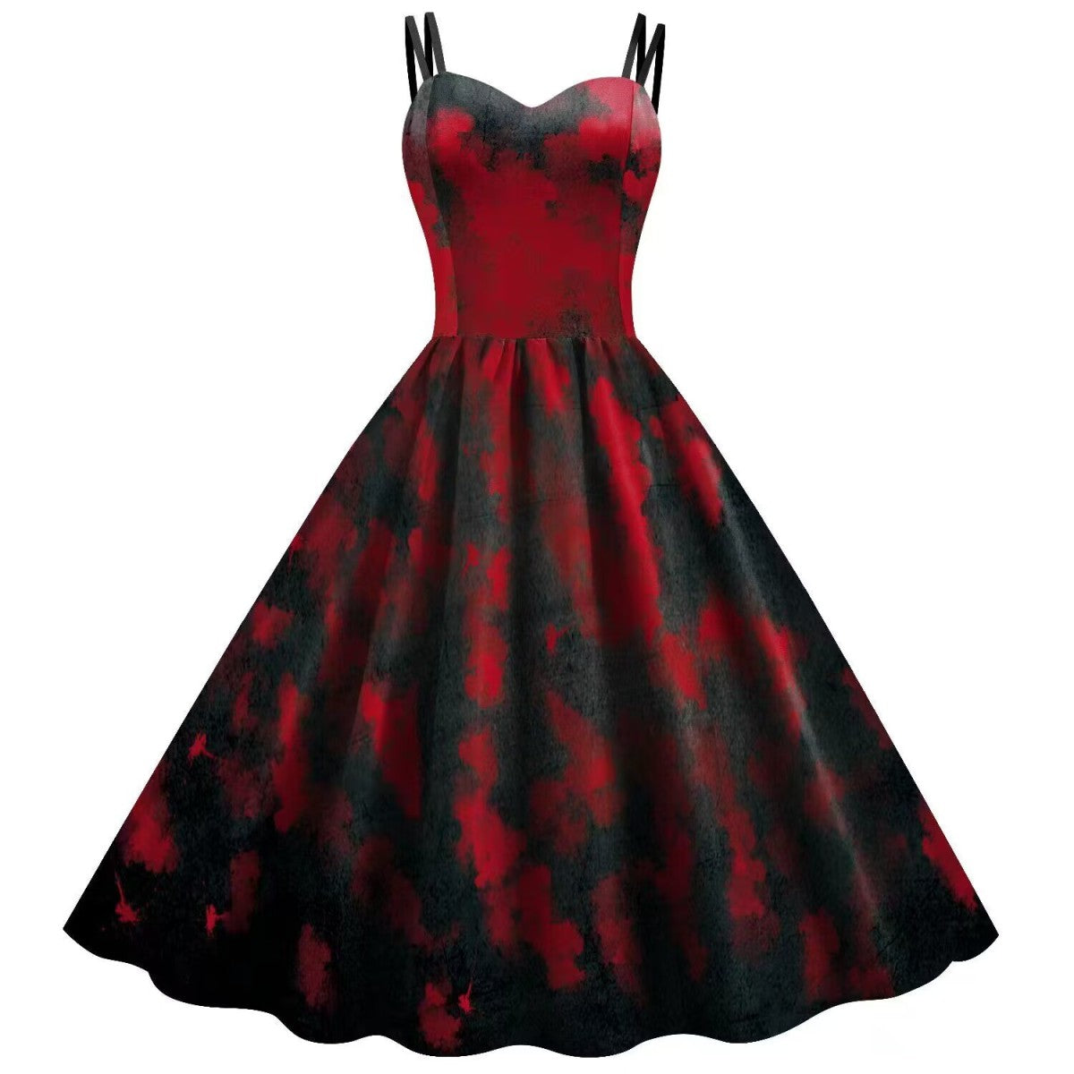 Halloween Women Fashion Vintage Skull Dress With Web Print
