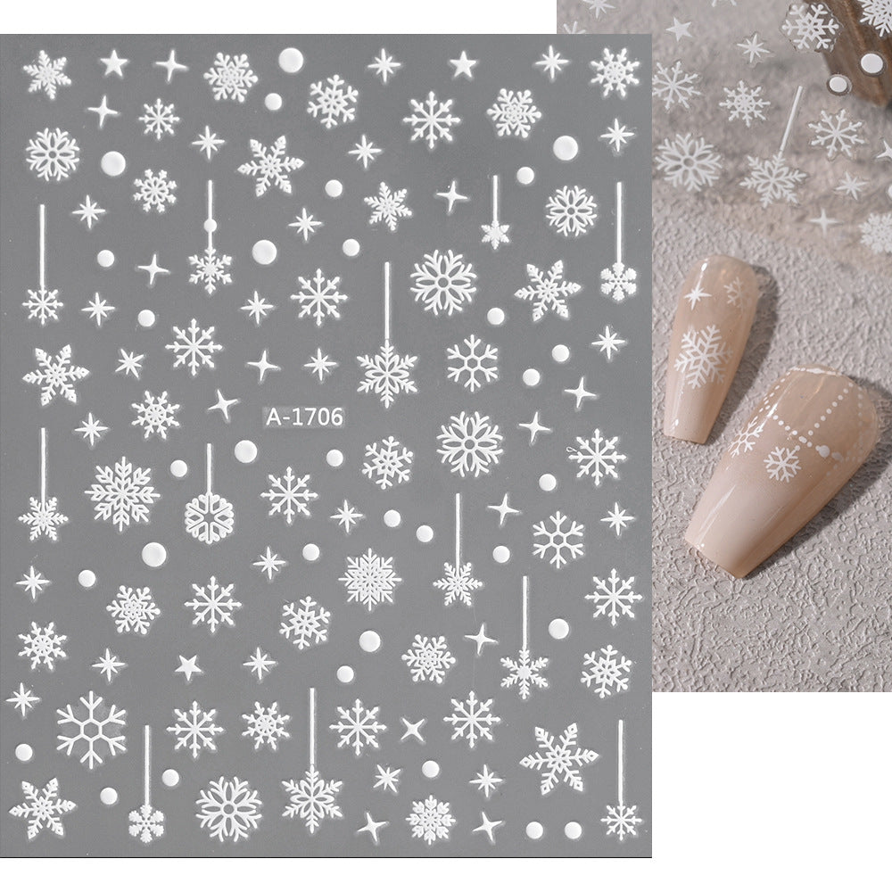 Pegatinas navideñas de copos de nieve para uñas