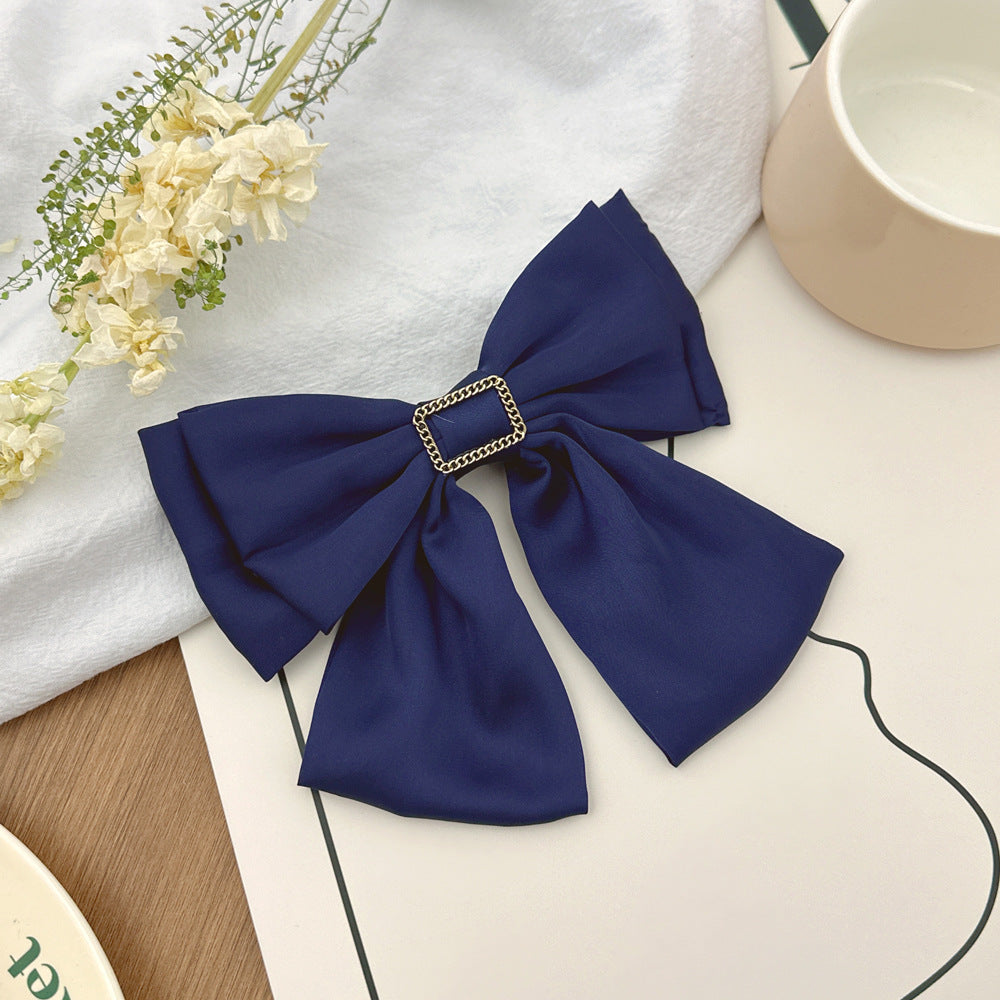 Women Fashion Solid Color Double-Layer Bowknot Hairpin