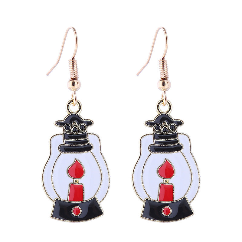 Halloween Women Horror Skull Spider Pumpkin Alloy Earrings