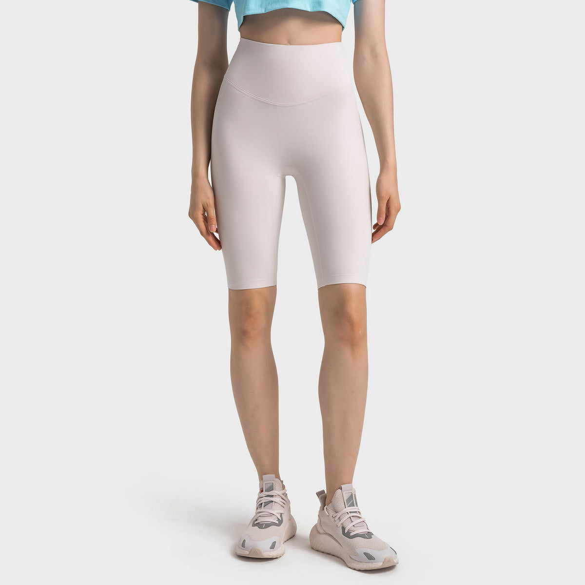 Short de yoga taille haute décontracté et tendance pour femme, couleur unie