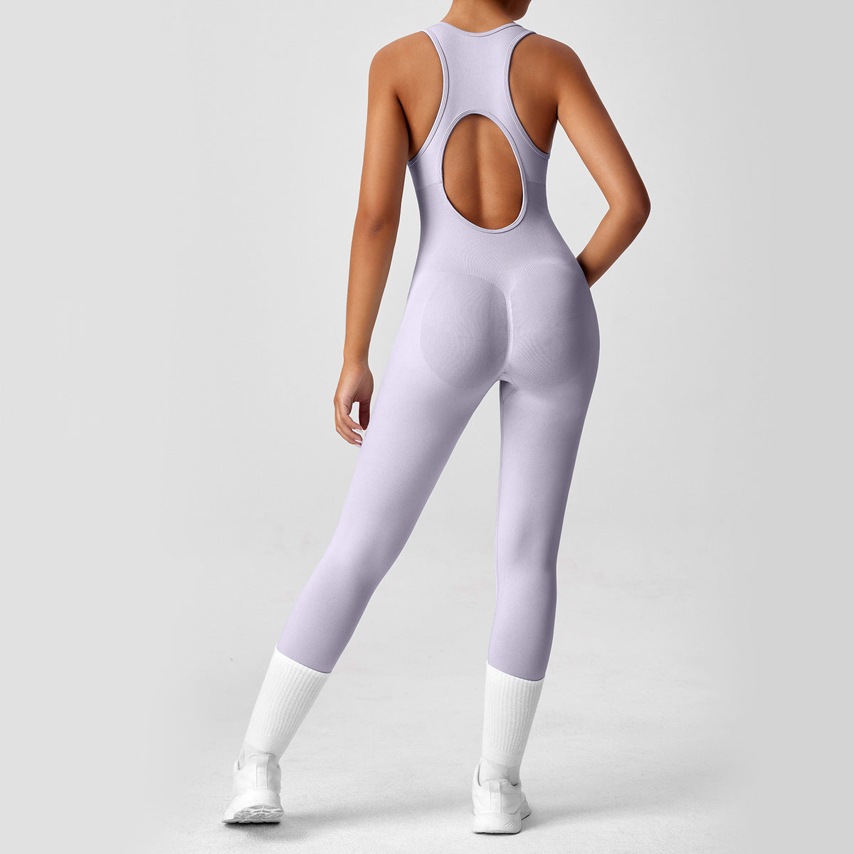 Women's Yoga Solid Color Hollow Out Sleeveless Jumpsuit