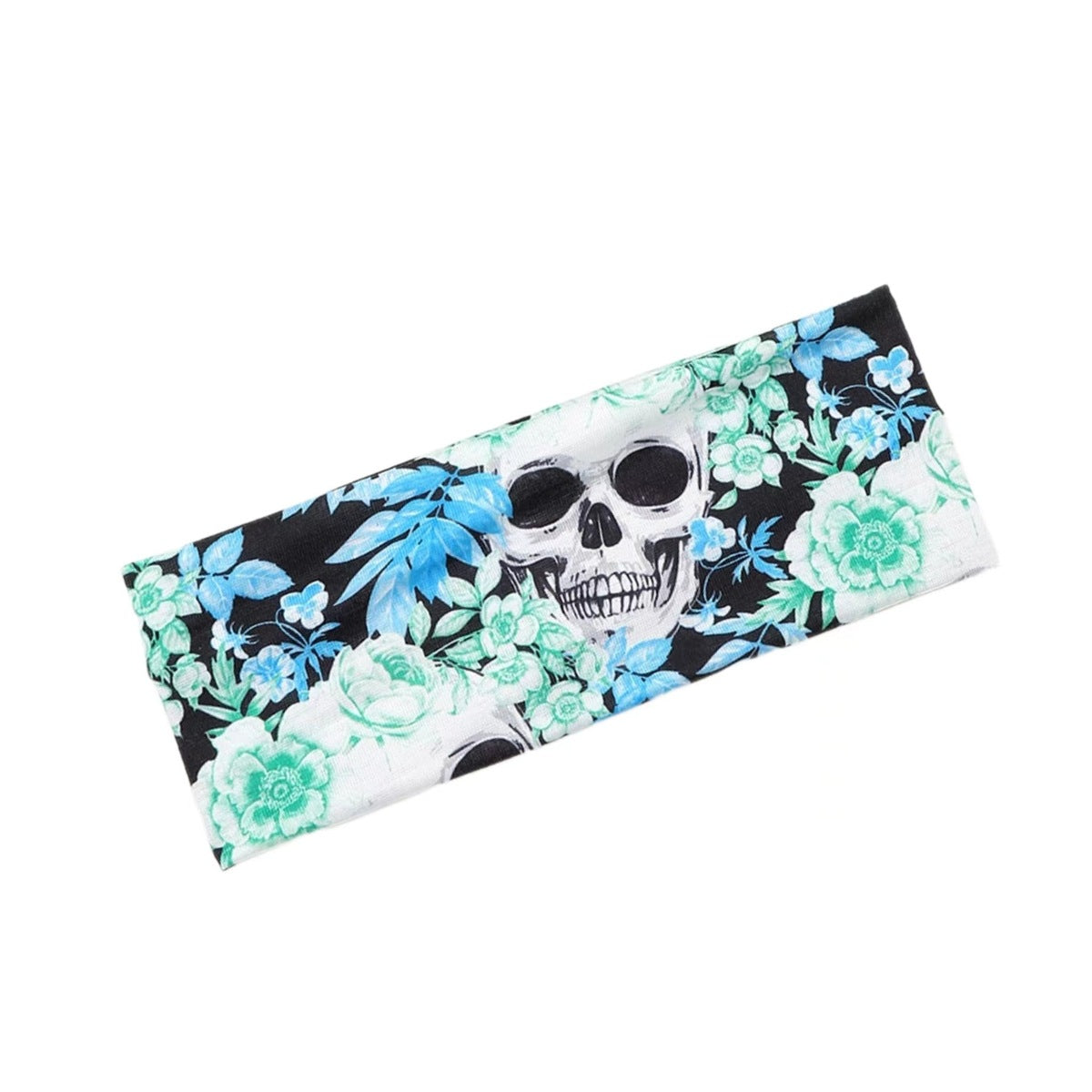 Bandeau de yoga pour cheveux en tissu éponge motif crâne d'Halloween, citrouille et toile d'araignée