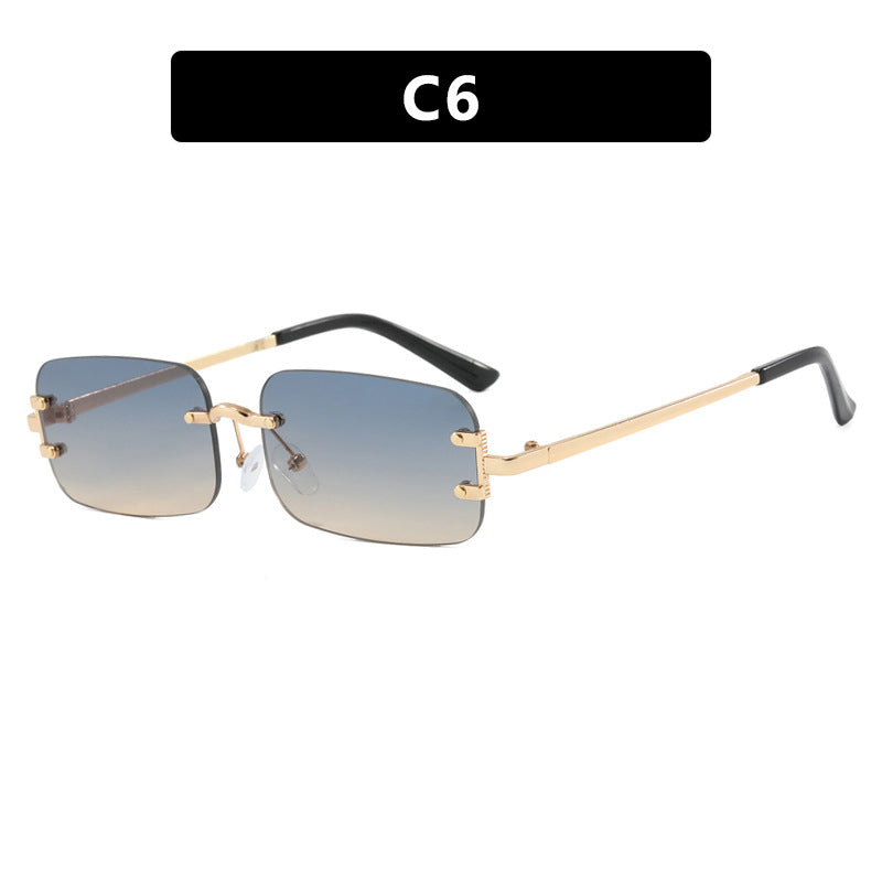 Gafas de sol cuadradas sin montura informales de moda para mujer