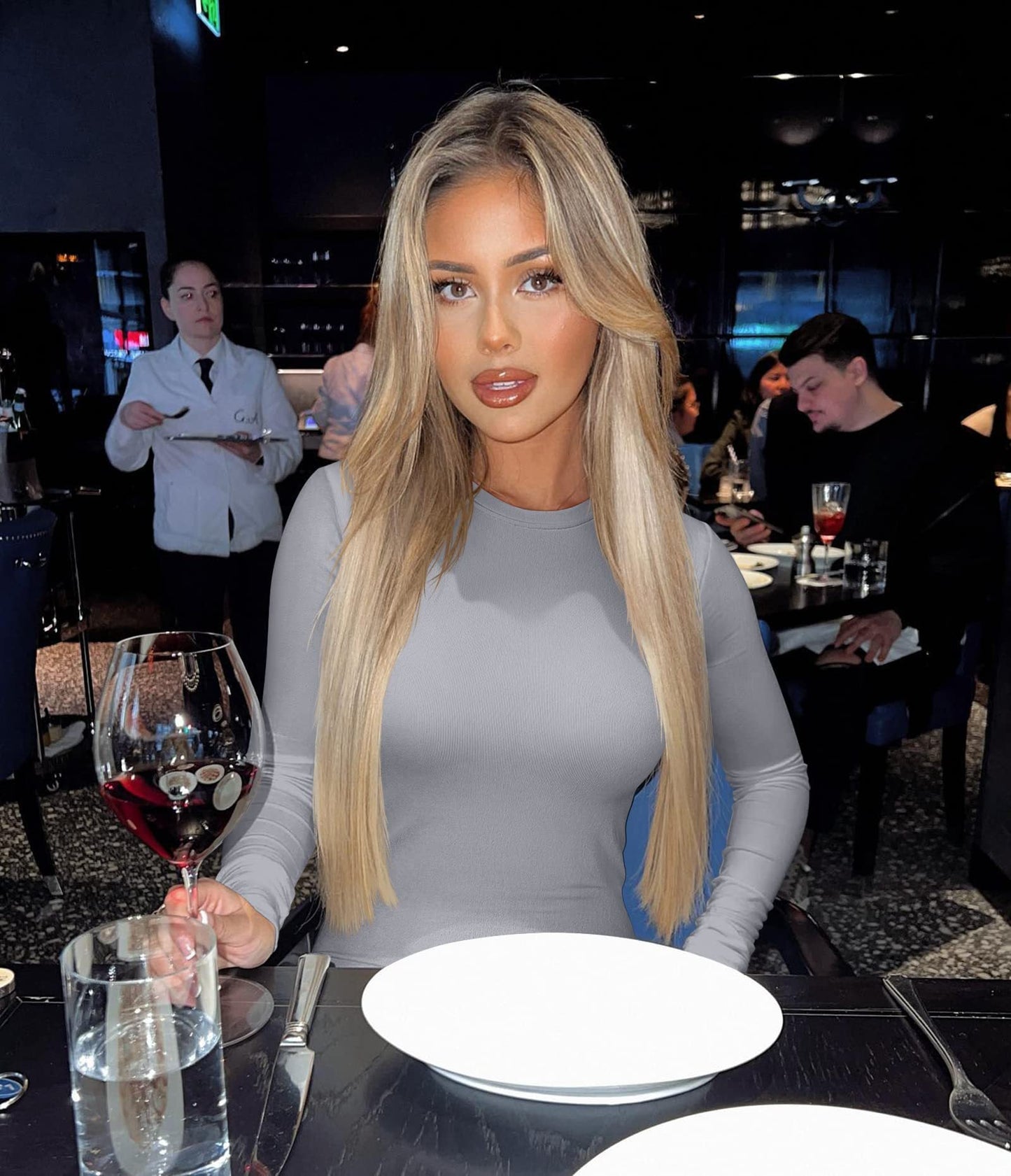 Women Fashion Solid Color Long Sleeve Blank T-Shirt