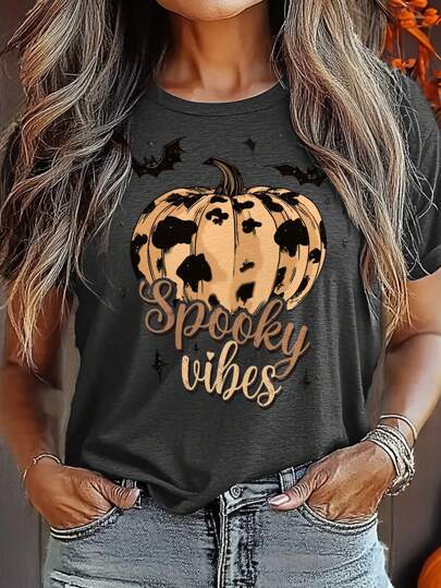Women Fashion Casual Western Printed T-Shirt