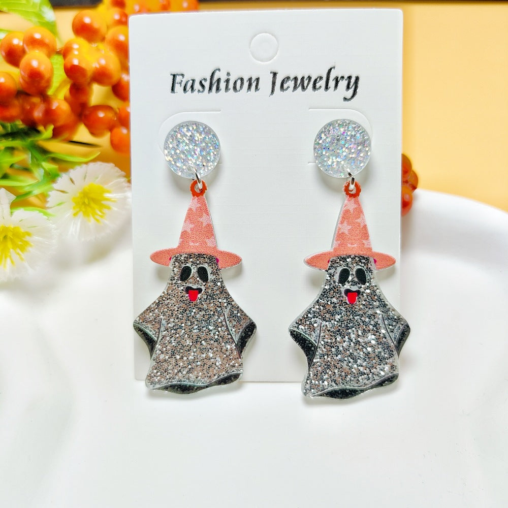 Halloween Ghost Acrylic Earrings with Personalized Print