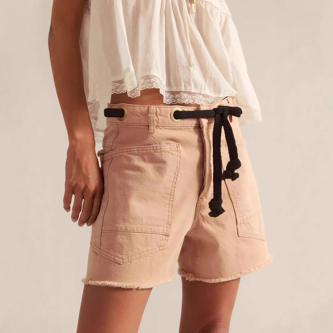 Women Casual Denim Shorts with Multi-Pockets