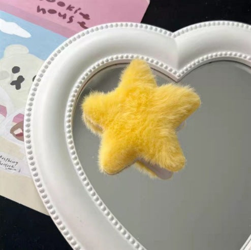 Fashion Cute Dopamine Plush Five-Pointed Star Hairpin - Stylish Fabric Accessory