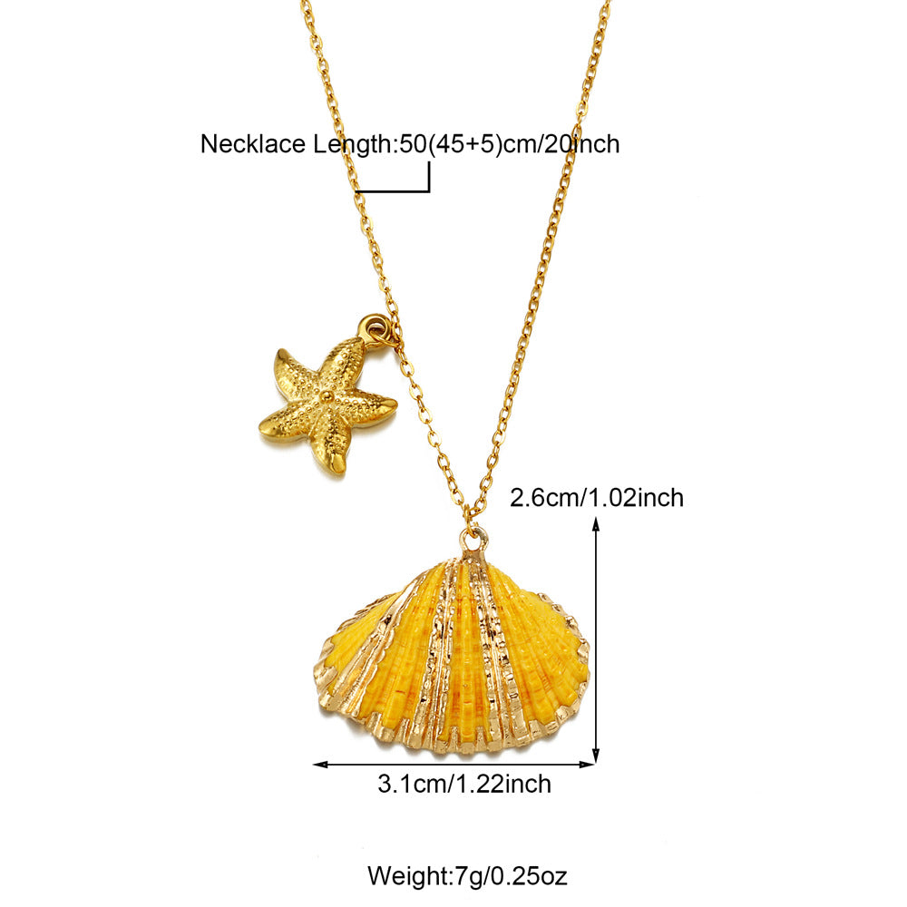 Summer Beach Vacation Shell Pendant Sea Necklace