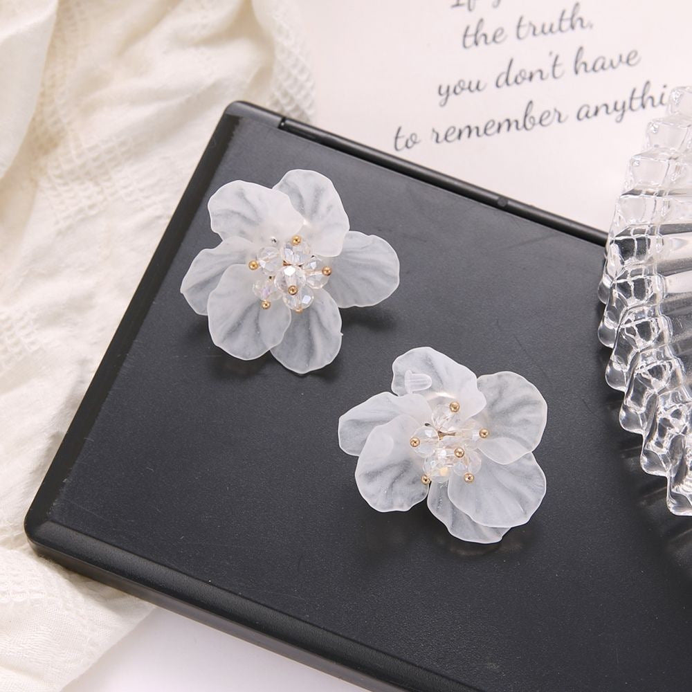 Women Fashion Elegant Solid Color Petal Drop Earrings