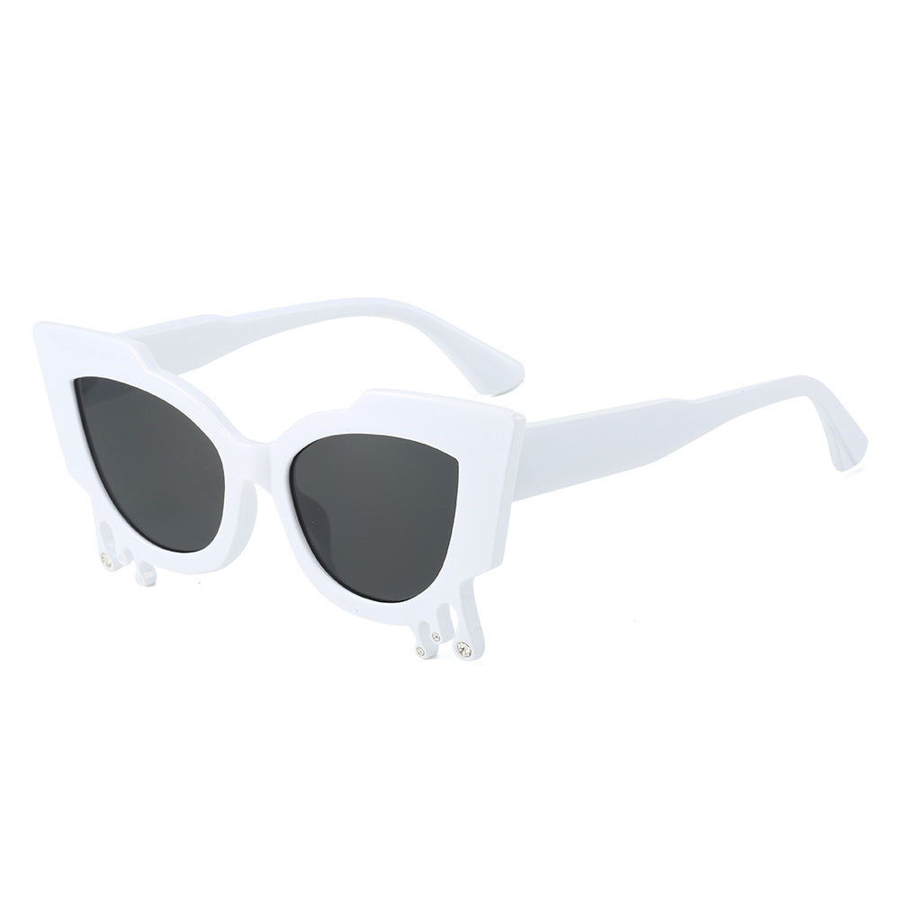 Gafas de sol de Halloween con diseño de ojo de gato y lágrimas de diablo para mujer