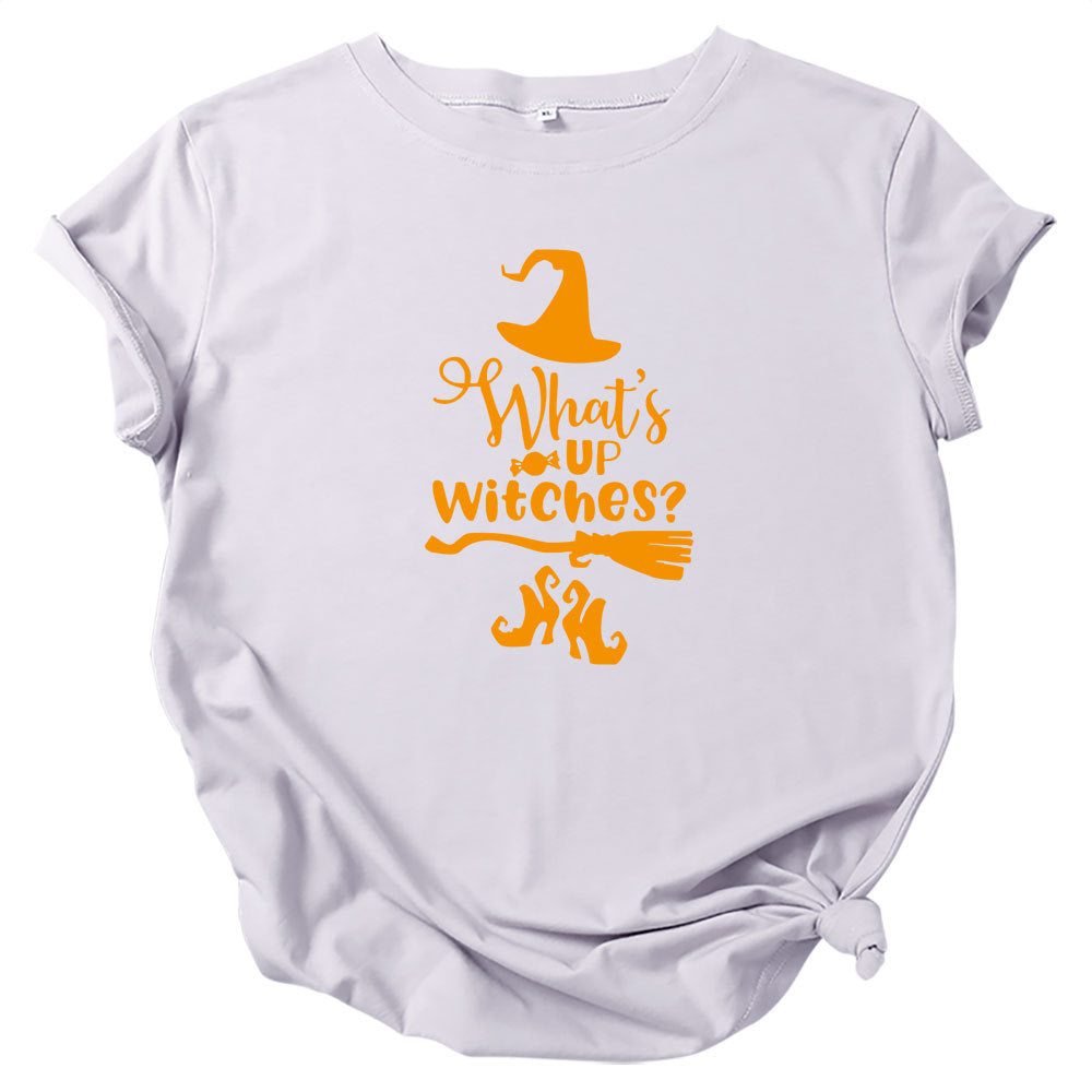 Camiseta informal de Halloween con cuello redondo y manga corta para mujer