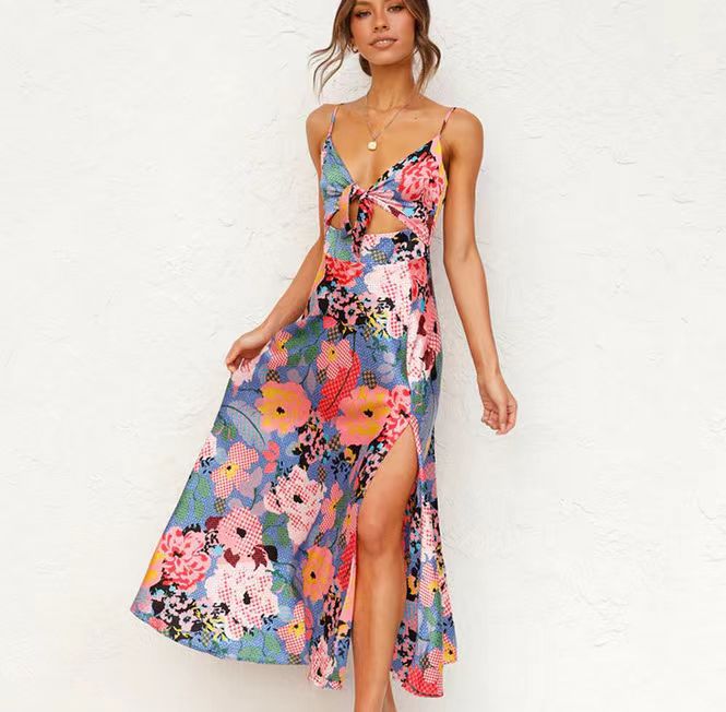 Women Casual Vacation Floral Print Maxi Dress
