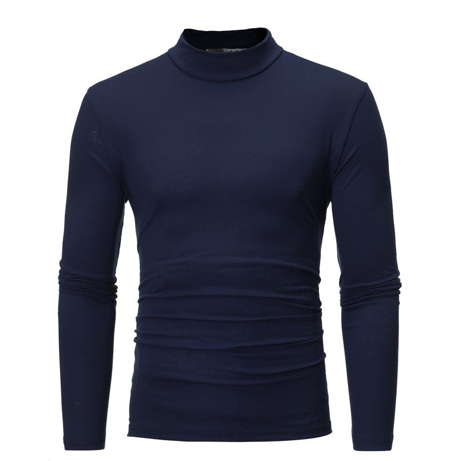 Men's Casual Solid Color Long Sleeve Turtle Neck T-Shirt