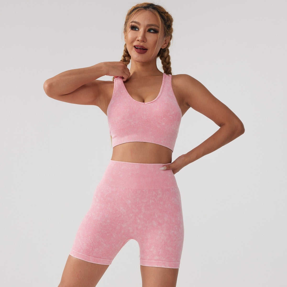 Ensemble deux pièces de sport vierge pour femme, style yoga
