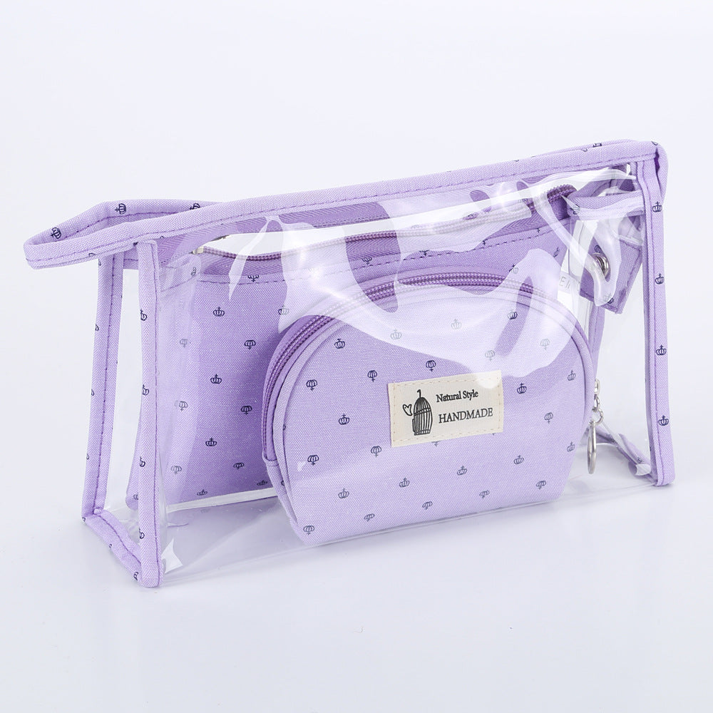 Bolsa de cosméticos transparente de viaje 3 en 1